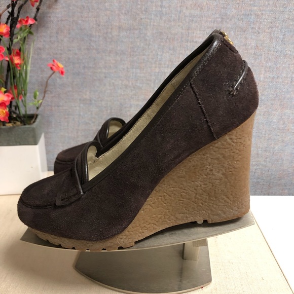 Michael MK Rory Loafer Coffee Wedge Pumps Sz 9 NIB - Picture 1 of 12